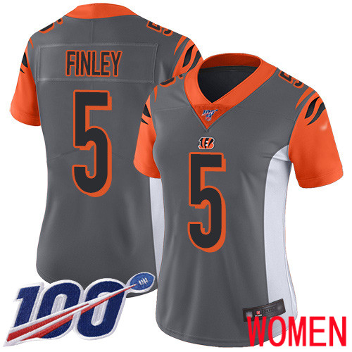 Cincinnati Bengals Limited Silver Women Ryan Finley Jersey NFL Footballl #5 100th Season Inverted Legend->youth nfl jersey->Youth Jersey